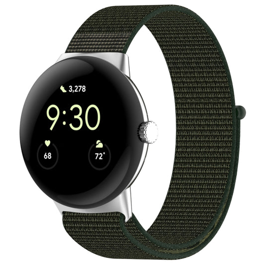 For Google Pixel Watch Nylon Weave Watch Band(Army Green) by bashfashion