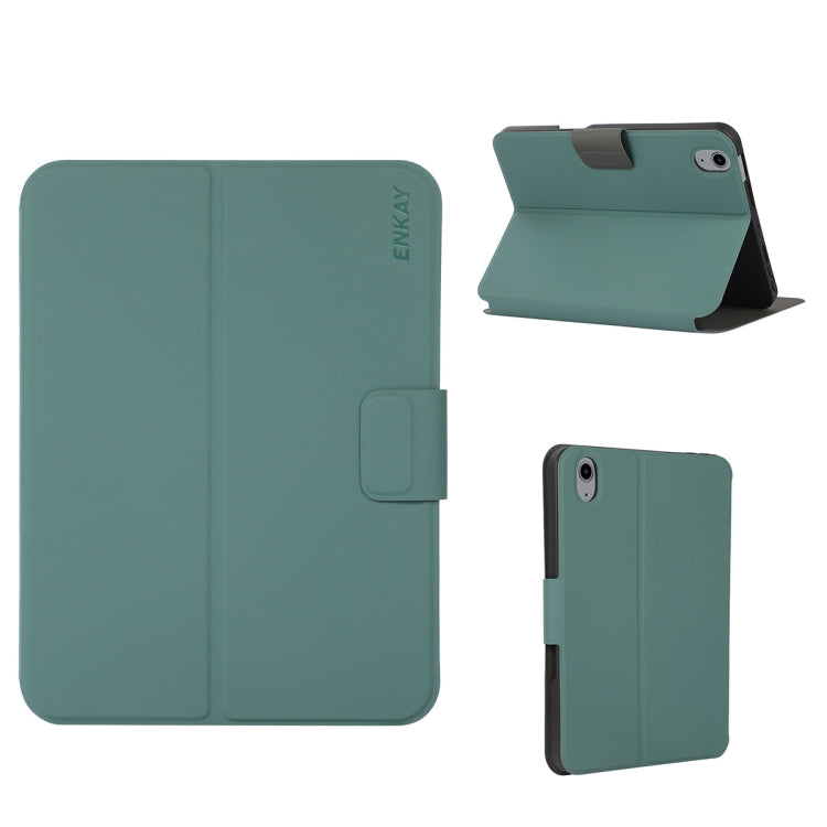 For iPad 2025 / 2022 ENKAY TPU Back Cover Smart Leather Tablet Case with Pen Slot & Holder(Dark Green) by ENKAY