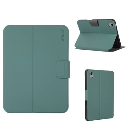 For iPad 2025 / 2022 ENKAY TPU Back Cover Smart Leather Tablet Case with Pen Slot & Holder(Dark Green) by ENKAY