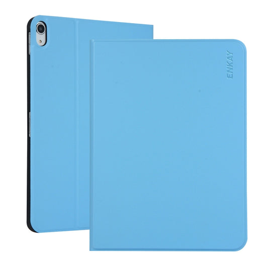 For iPad 2025 / 2022 ENKAY PC Back Cover Smart Leather Tablet Case with Pen Slot & Holder(Light Blue) by ENKAY