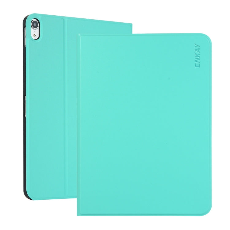 For iPad 2025 / 2022 ENKAY PC Back Cover Smart Leather Tablet Case with Pen Slot & Holder(Cyan) by ENKAY