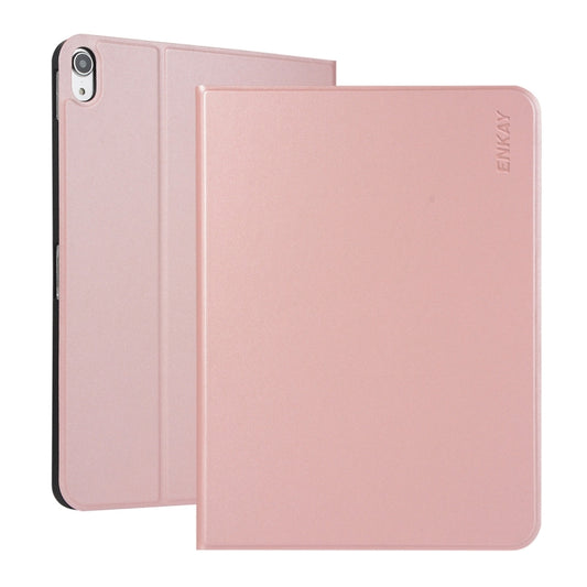 For iPad 2025 / 2022 ENKAY PC Back Cover Smart Leather Tablet Case with Pen Slot & Holder(Pink) by ENKAY