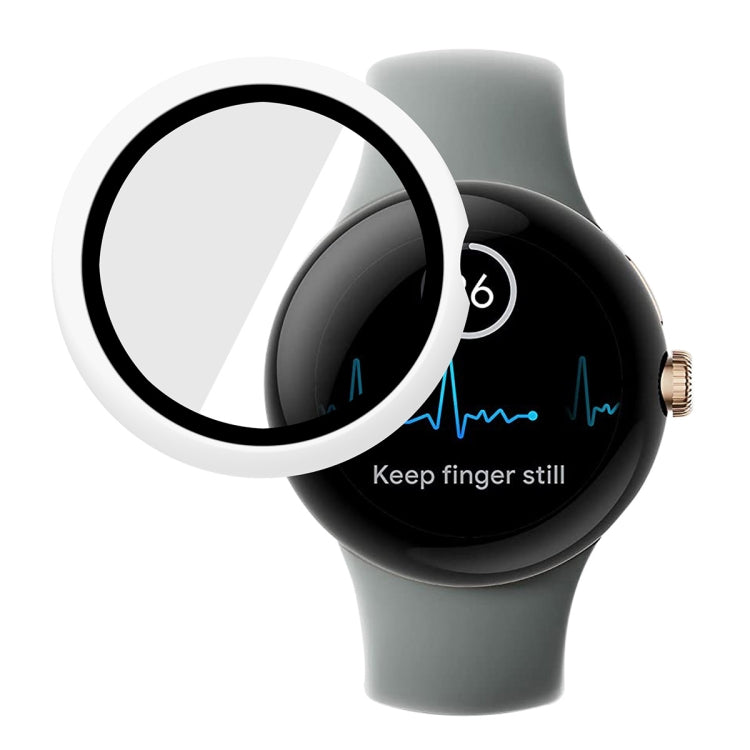 For Google Pixel Watch ENKAY Hat-Prince Full Coverage PC Frame + 9H Tempered Glass Case(White) by bashfashion