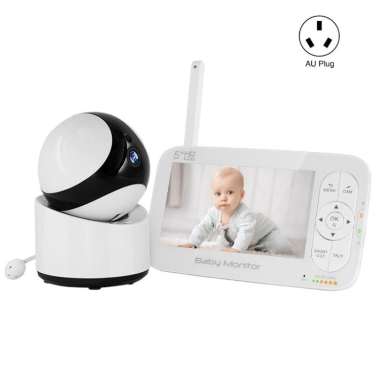 DY55A Built-in Lullabies Video Babyphone 5 inch Screen Digital Wireless Baby Monitor Camera(AU Plug) by bashfashion