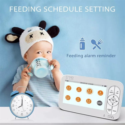 DY55A Built-in Lullabies Video Babyphone 5 inch Screen Digital Wireless Baby Monitor Camera(UK Plug) by bashfashion