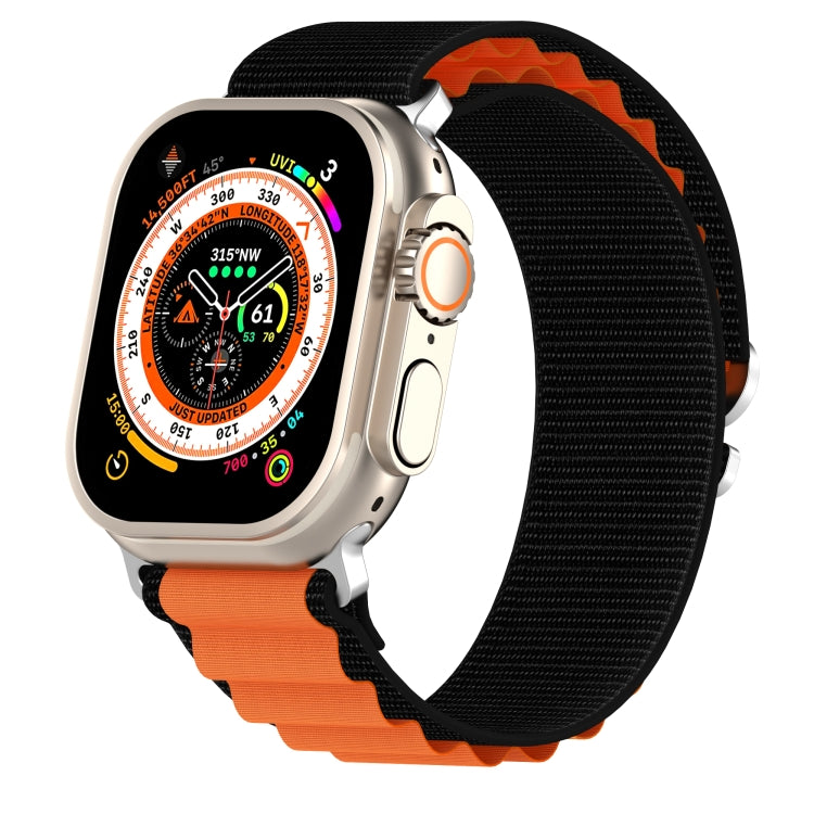 Double Color Nylon Watch Band For Apple Watch Ultra 49mm(Black+Orange) by bashfashion