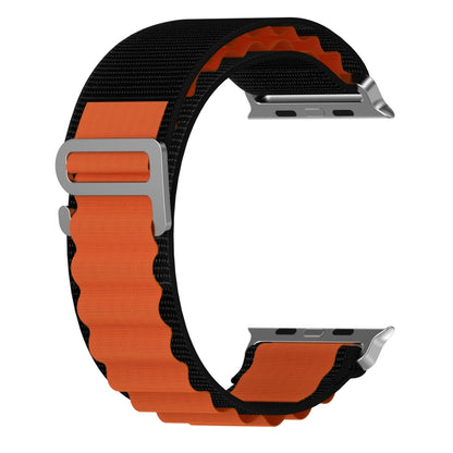 Double Color Nylon Watch Band For Apple Watch Ultra 49mm(Black+Orange) by bashfashion