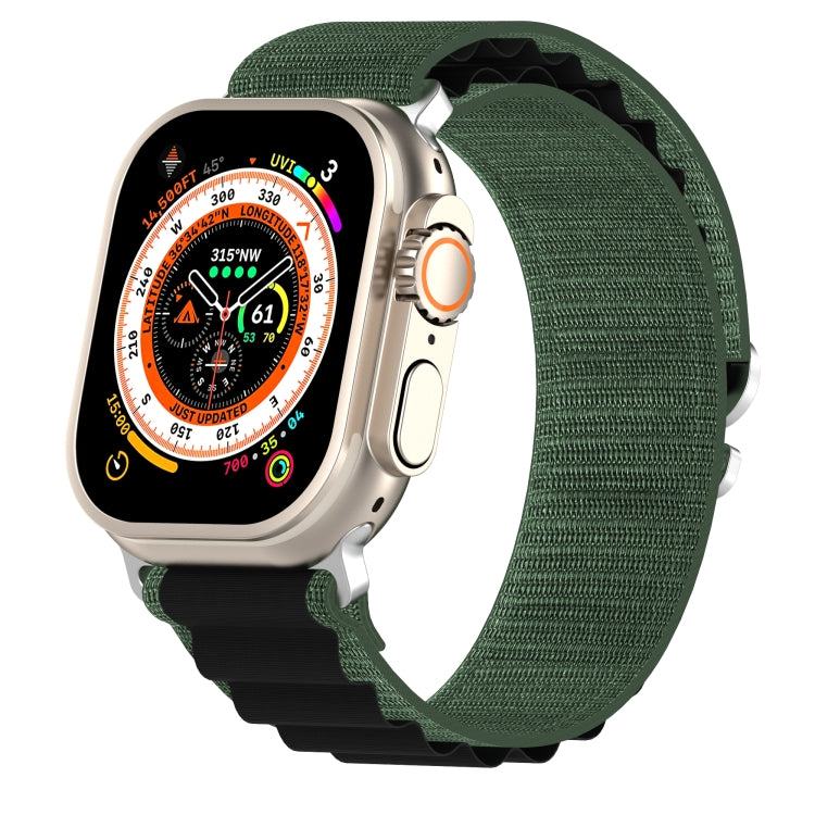 Double Color Nylon Watch Band For Apple Watch Ultra 49mm(Green+Black) by bashfashion