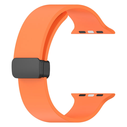 Magnetic Black Buckle Smooth Silicone Watch Band For Apple Watch Ultra 49mm(Orange) by bashfashion