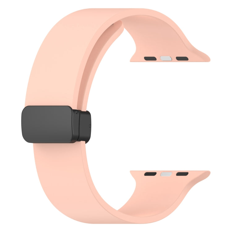 Magnetic Black Buckle Smooth Silicone Watch Band For Apple Watch Ultra 49mm(Pink) by bashfashion