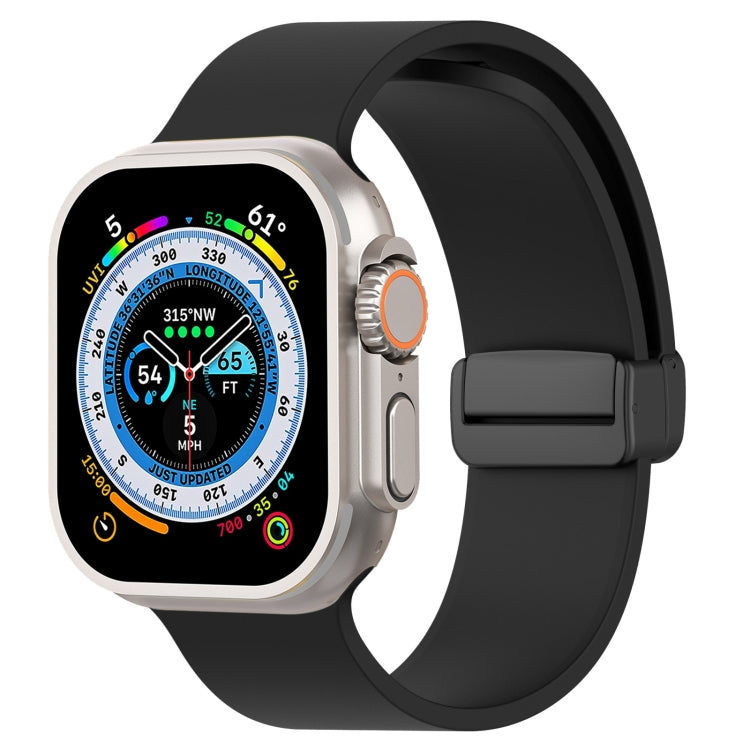Magnetic Black Buckle Smooth Silicone Watch Band For Apple Watch Ultra 49mm(Black) by bashfashion