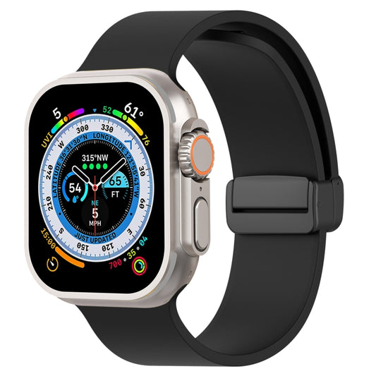 Magnetic Black Buckle Smooth Silicone Watch Band For Apple Watch Ultra 49mm(Black) by bashfashion