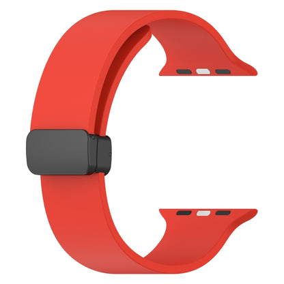 Magnetic Black Buckle Smooth Silicone Watch Band For Apple Watch Ultra 49mm(Red) by bashfashion