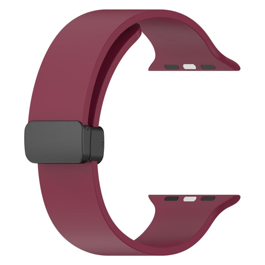Magnetic Black Buckle Smooth Silicone Watch Band For Apple Watch Ultra 49mm(Burgundy) by bashfashion