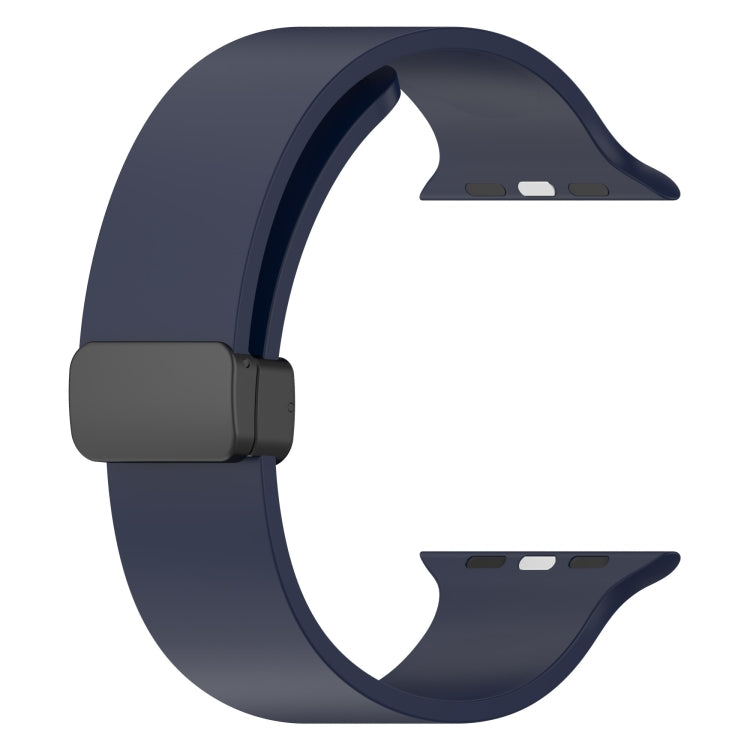 Magnetic Black Buckle Smooth Silicone Watch Band For Apple Watch Ultra 49mm(Midnight Blue) by bashfashion