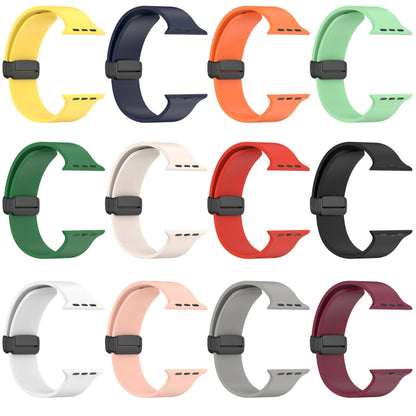 Magnetic Black Buckle Smooth Silicone Watch Band For Apple Watch Ultra 49mm(Orange) by bashfashion