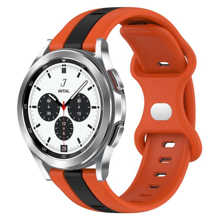 For Samsung Galaxy Watch 4 Classic 42mm 20mm Butterfly Buckle Two-Color Silicone Watch Band(Orange+Black) by bashfashion