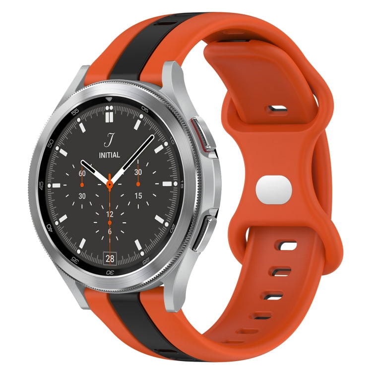 For Samsung Galaxy Watch 4 Classic 46mm 20mm Butterfly Buckle Two-Color Silicone Watch Band(Orange+Black) by bashfashion