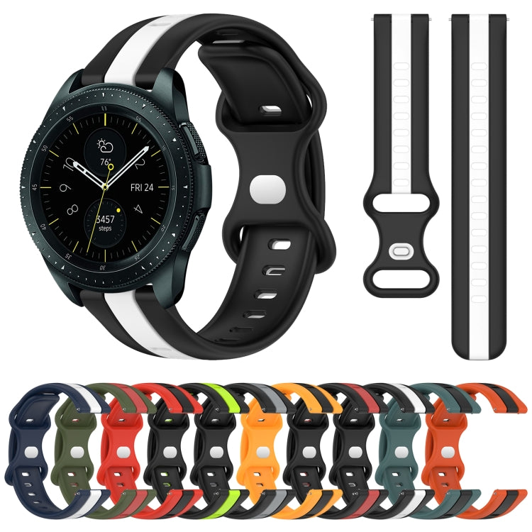 For Samsung Galaxy Watch 42mm 20mm Butterfly Buckle Two-Color Silicone Watch Band(Orange+Black) by bashfashion