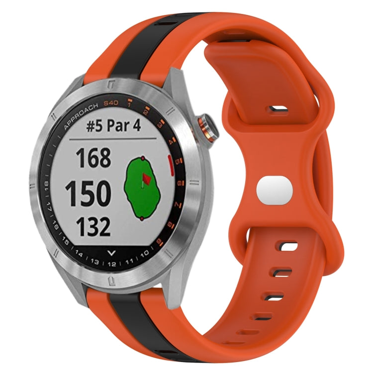 For Garmin Approach S40 20mm Butterfly Buckle Two-Color Silicone Watch Band(Orange+Black) by bashfashion