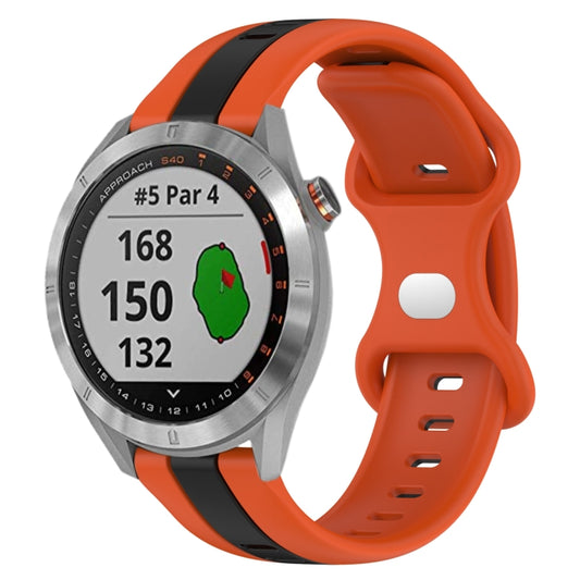 For Garmin Approach S40 20mm Butterfly Buckle Two-Color Silicone Watch Band(Orange+Black) by bashfashion