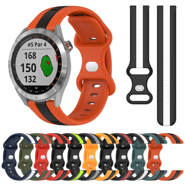 For Garmin Approach S40 20mm Butterfly Buckle Two-Color Silicone Watch Band(Orange+Black) by bashfashion