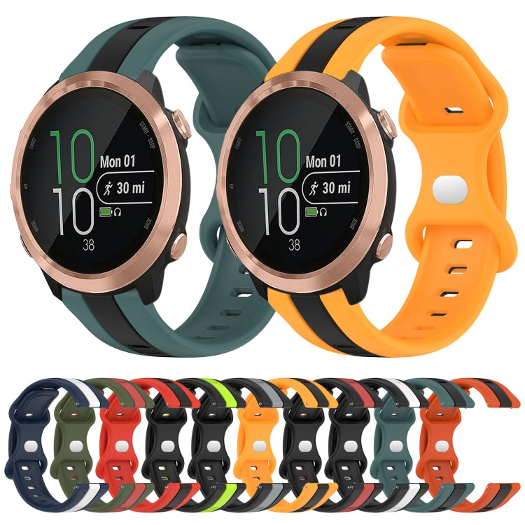 For Garmin Forerunner 645 Music 20mm Butterfly Buckle Two-Color Silicone Watch Band(Orange+Black) by bashfashion