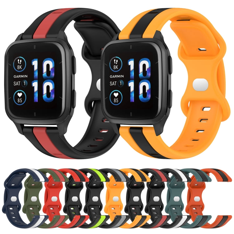 For Garmin Forerunner Sq2 20mm Butterfly Buckle Two-Color Silicone Watch Band(Orange+Black) by bashfashion