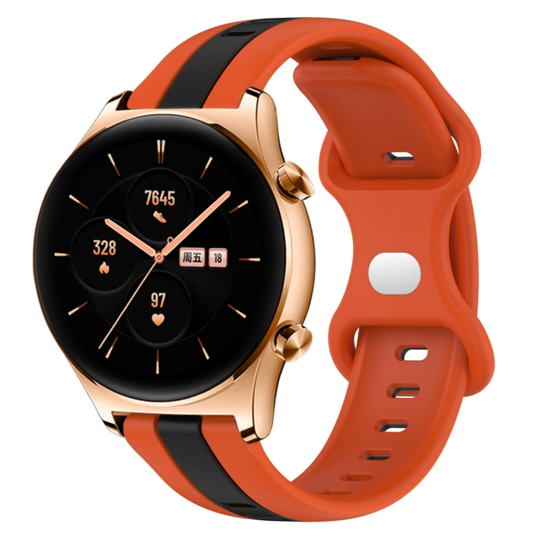 For Honor Watch GS 3 20mm Butterfly Buckle Two-Color Silicone Watch Band(Orange+Black) by bashfashion