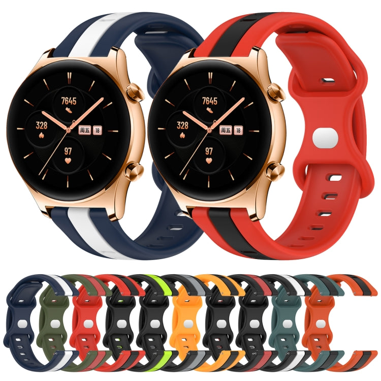 For Honor Watch GS 3 20mm Butterfly Buckle Two-Color Silicone Watch Band(Orange+Black) by bashfashion