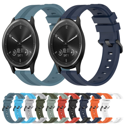 For Garmin Vivomove Sport 20mm Concave Striped Slicone Watch Band(White) by bashfashion