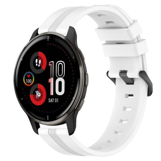 For Garmin Venu 2 Plus 20mm Concave Striped Slicone Watch Band(White) by bashfashion