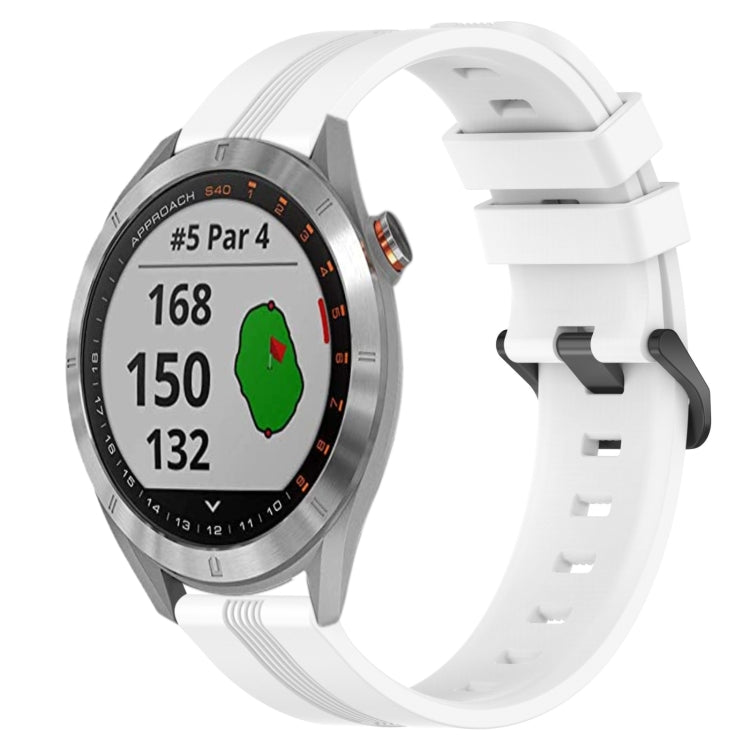 For Garmin Approach S40 20mm Concave Striped Slicone Watch Band(White) by bashfashion