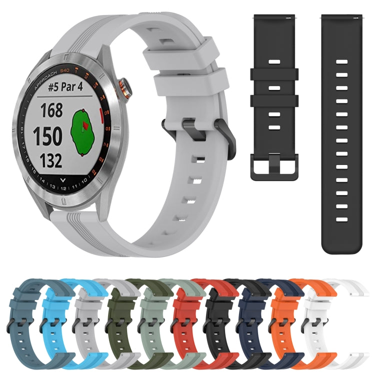 For Garmin Approach S40 20mm Concave Striped Slicone Watch Band(White) by bashfashion