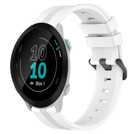 For Garmin Forerunner 158 20mm Concave Striped Slicone Watch Band(White) by bashfashion