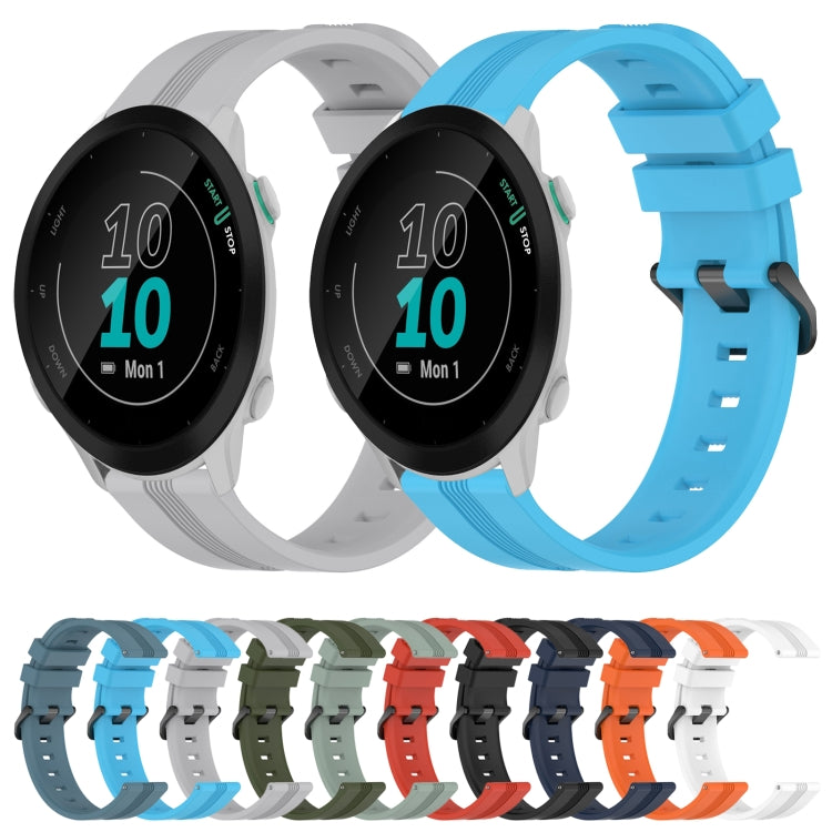 For Garmin Forerunner 55 20mm Concave Striped Slicone Watch Band(White) by bashfashion