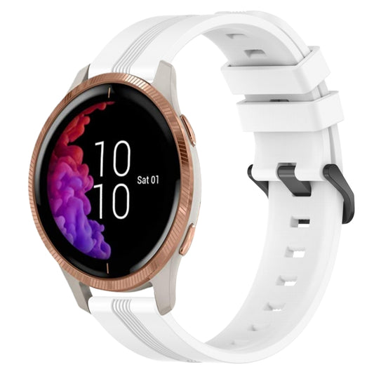 For Garmin Venu 20mm Concave Striped Slicone Watch Band(White) by bashfashion