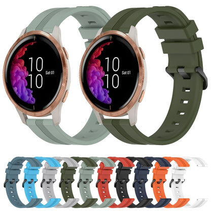 For Garmin Venu 20mm Concave Striped Slicone Watch Band(White) by bashfashion