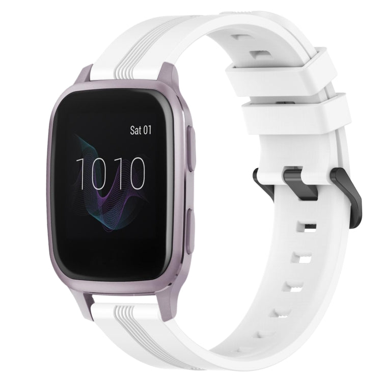 For Garmin Venu SQ 20mm Concave Striped Slicone Watch Band(White) by bashfashion