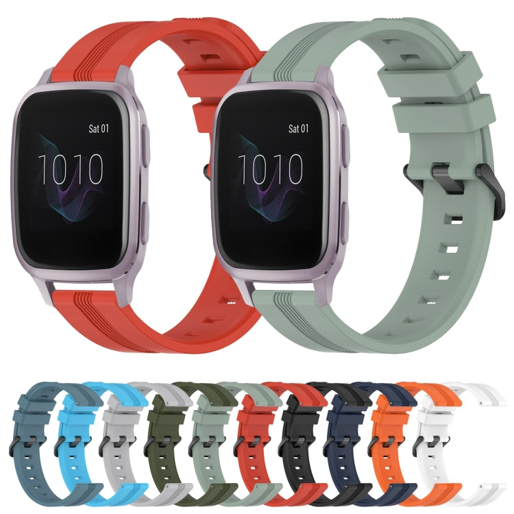 For Garmin Venu SQ 20mm Concave Striped Slicone Watch Band(White) by bashfashion