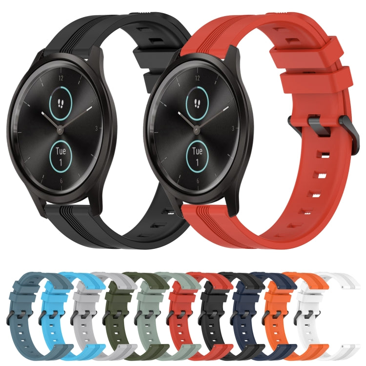 For Garmin Garminmove Style 20mm Concave Striped Slicone Watch Band(White) by bashfashion