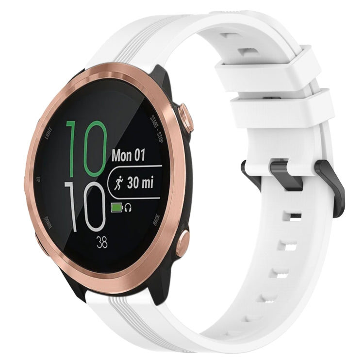 For Garmin Forerunner 645 Music 20mm Concave Striped Slicone Watch Band(White) by bashfashion