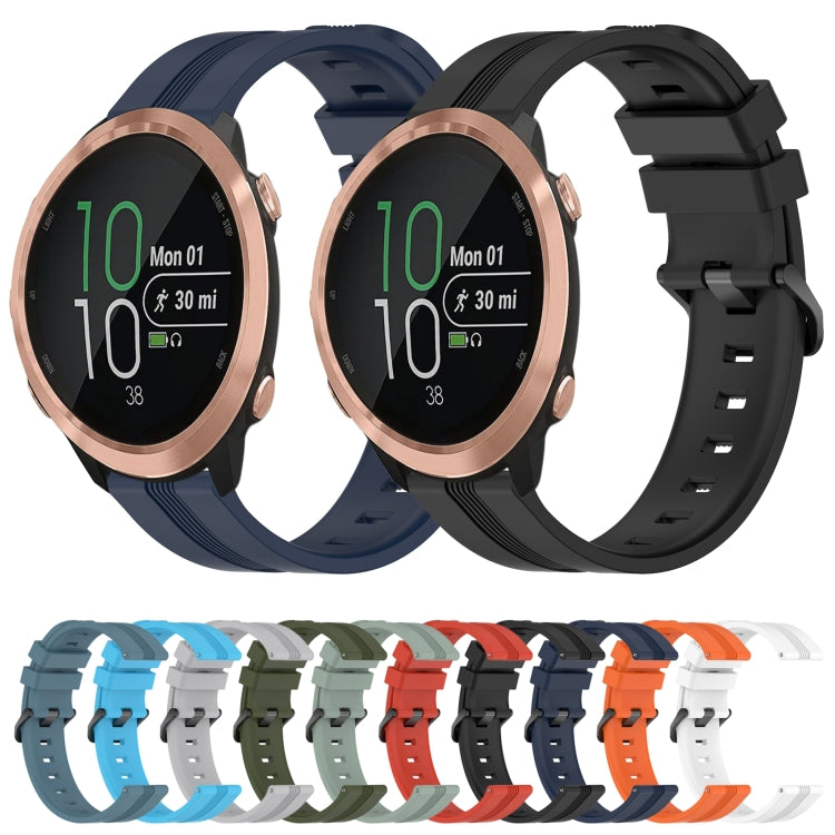 For Garmin Forerunner 645 Music 20mm Concave Striped Slicone Watch Band(White) by bashfashion