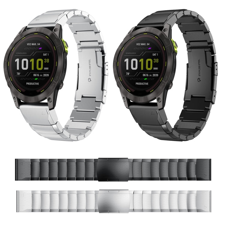 For Garmin Enduro 2 26mm Tortoise Shell Stainless Steel Watch Band(Sliver) by bashfashion