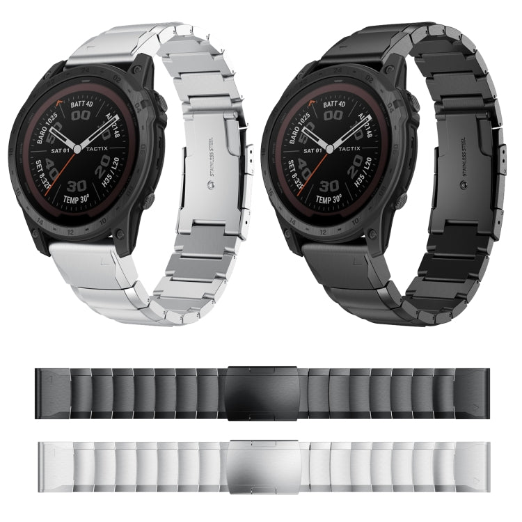 For Garmin Tactix 7 26mm Tortoise Shell Stainless Steel Watch Band(Sliver) by bashfashion