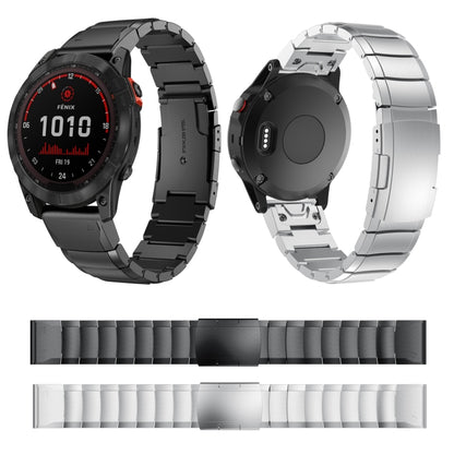 For Garmin Fenix 7X Solar 26mm Tortoise Shell Stainless Steel Watch Band(Sliver) by bashfashion