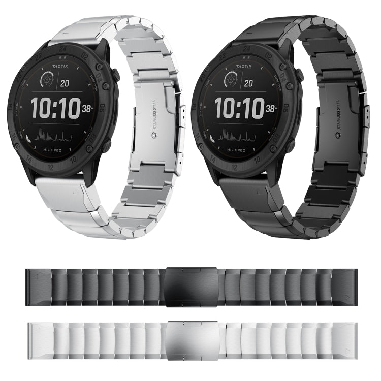 For Garmin Tactix Delta 26mm Tortoise Shell Stainless Steel Watch Band(Sliver) by bashfashion