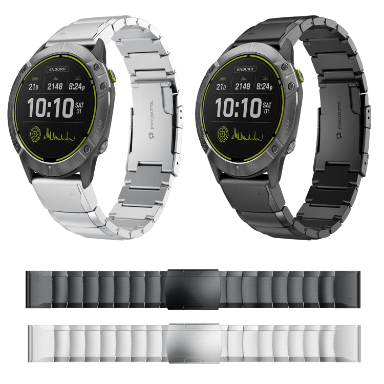 For Garmin Enduro 26mm Tortoise Shell Stainless Steel Watch Band(Sliver) by bashfashion