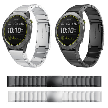 For Garmin Enduro 26mm Tortoise Shell Stainless Steel Watch Band(Sliver) by bashfashion