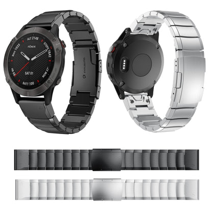 For Garmin Fenix 6X 26mm Tortoise Shell Stainless Steel Watch Band(Sliver) by bashfashion